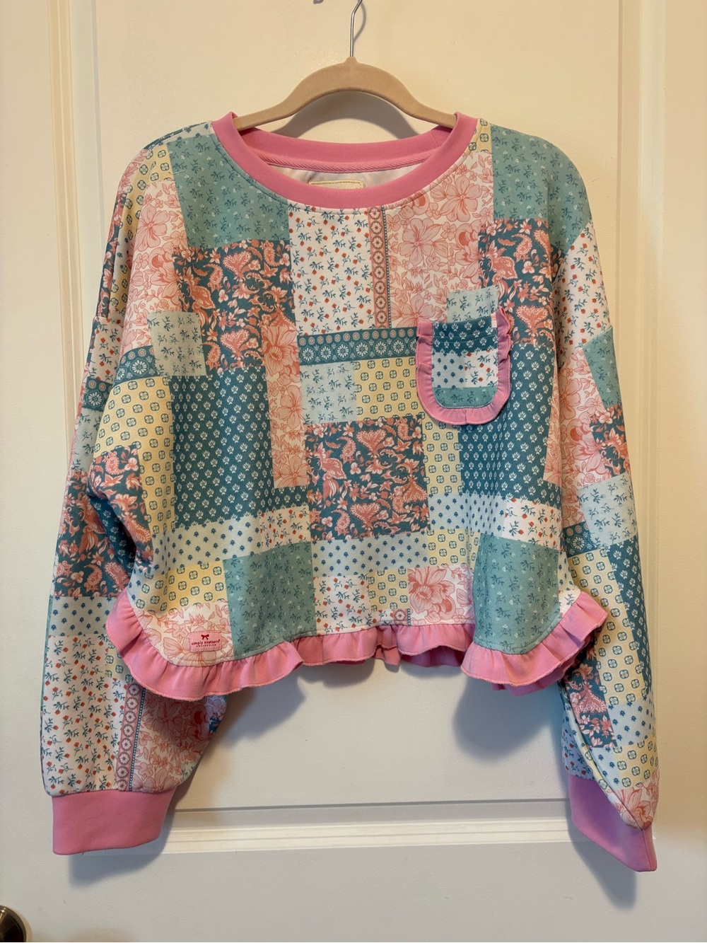 Patchwork Pink Ruffle Pajama Set - Picture 2 of 7